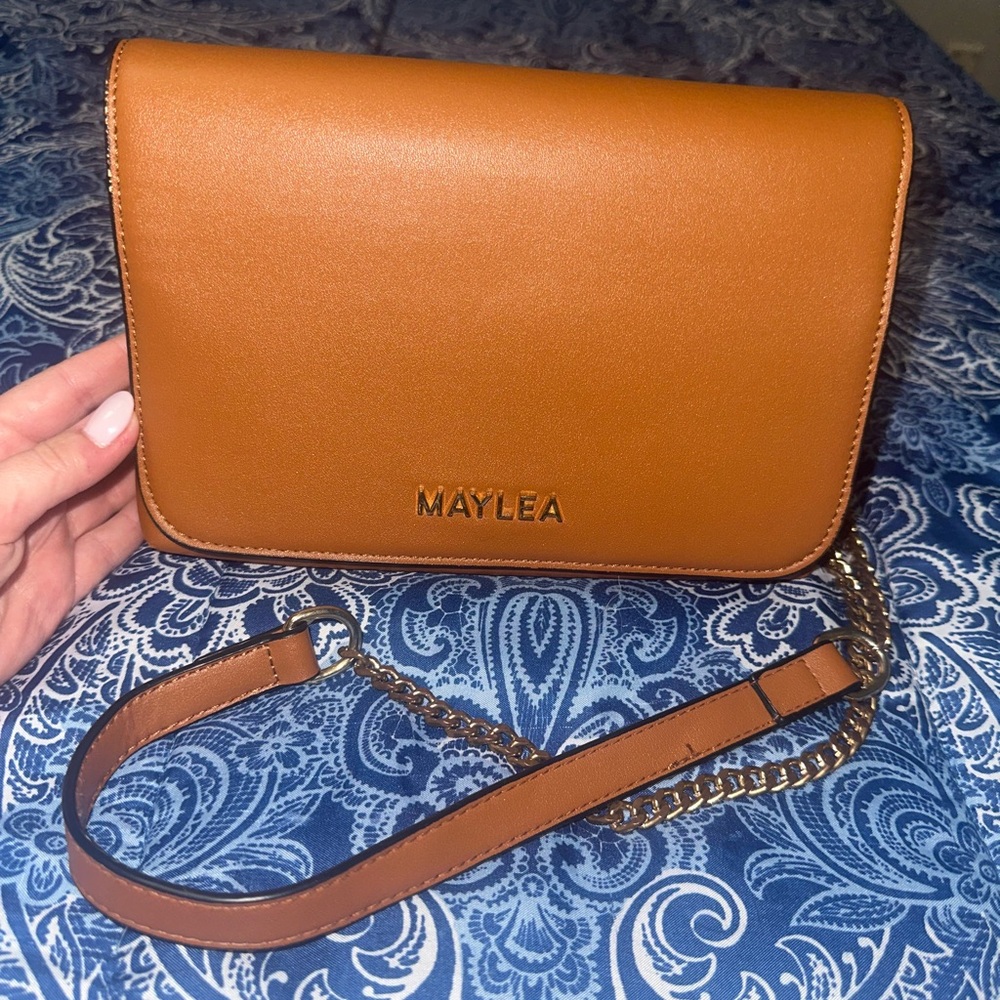 Maylea Tan Crossbody Bag with Chain Detail